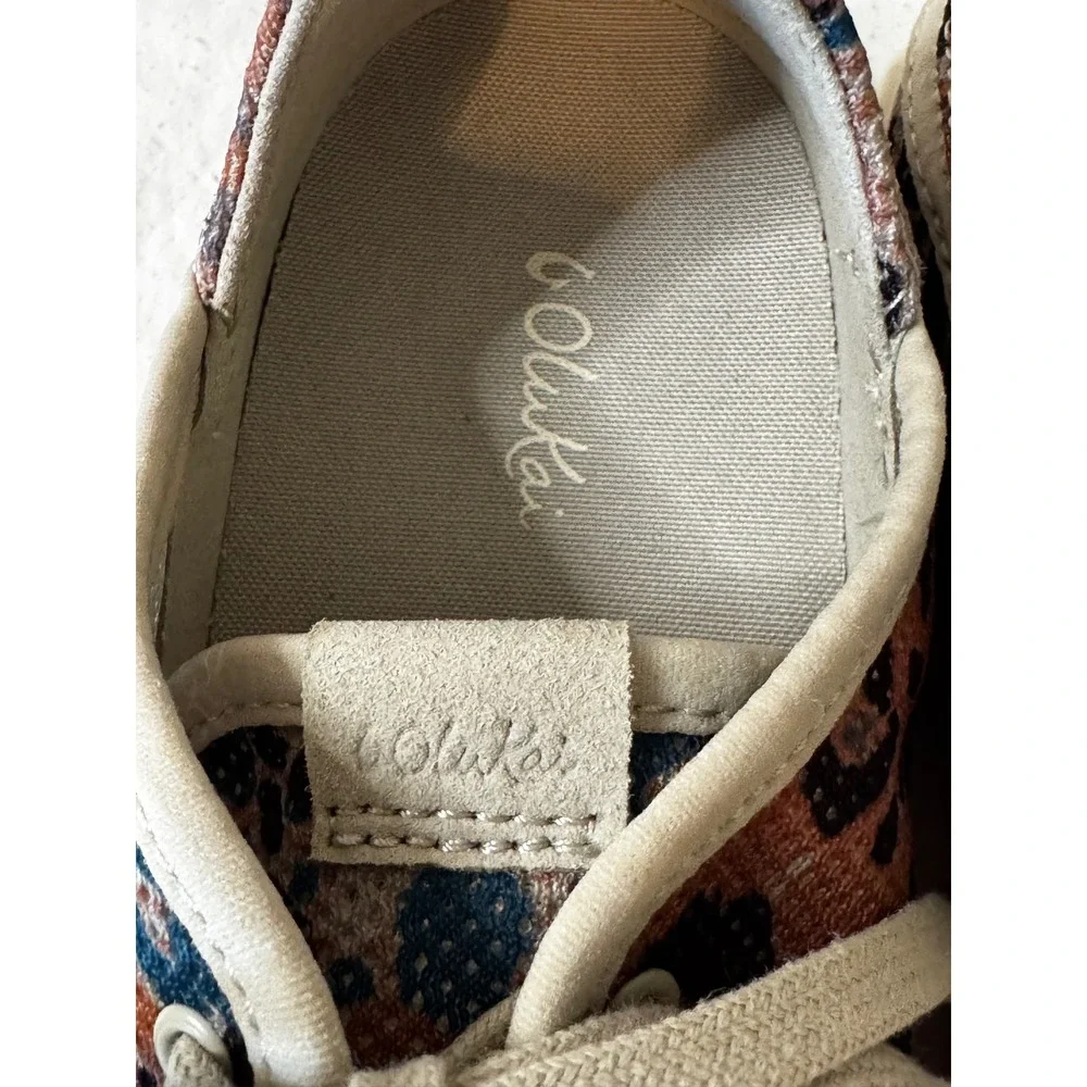 OluKai Womens Pehuea Li Leopard Print Textile Low Top Sneakers Multicolor Casual